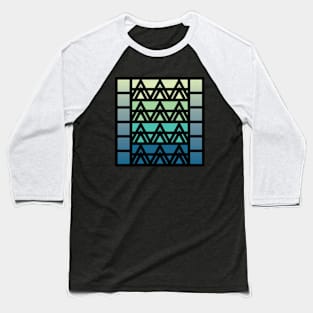 “Dimensional Peaks” - V.3 Blue/Green - (Geometric Art) (Dimensions) - Doc Labs Baseball T-Shirt